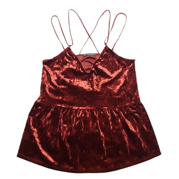 Harlowe and Graham Top Womens Juniors Medium Red Velvet Strappy Stretch Burgundy - Picture 8 of 14